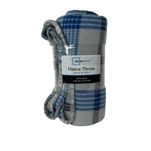 Mainstays Fleece Plush Throw Blanket, 50" X 60",Navy Plaid